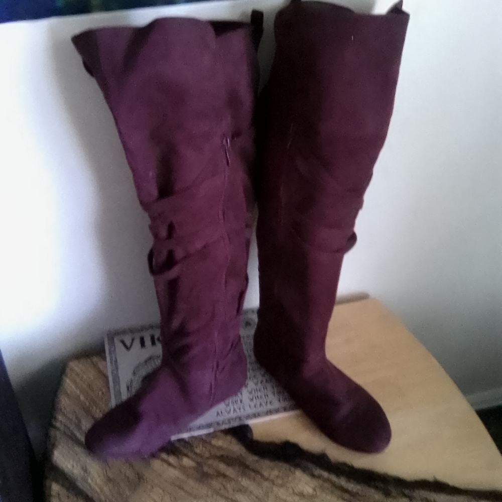 Purple Over the Knee Suede Boots